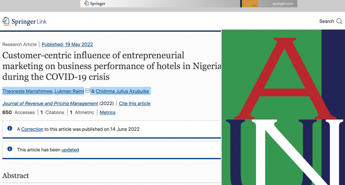 AUN Researchers Examine Customer-centric influence of entrepreneurial marketing on business performance of hotels Under COVID-19
