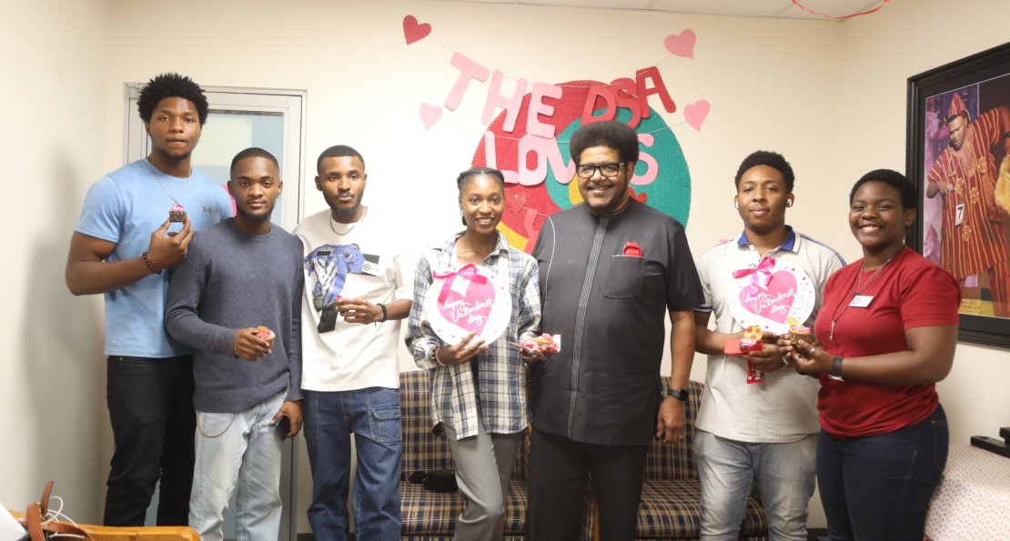 Dean Byron Fetes New Students on Valentine's Day