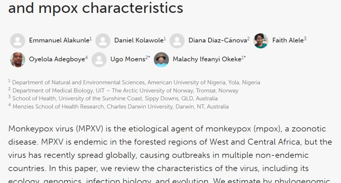 AUN Alums, Faculty and Others publish a study on Monkeypox Virus
