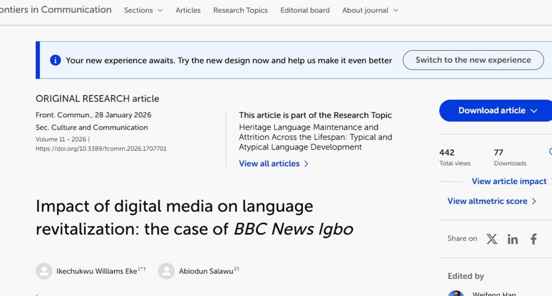 AUN Scholar Identifies Digital Media as a Catalyst for Igbo Language Revitalization