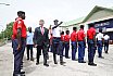 President DeWayne P. Frazier reviewing a parade by the AUN Safety & Security Unit - President Frazier's Official Welcome Parade