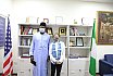 Dr. Umar Abubakar Hashindu, Managing Director, Yola Electricity Distribution during a courtesy visit to AUN, received by President Margee Ensign 